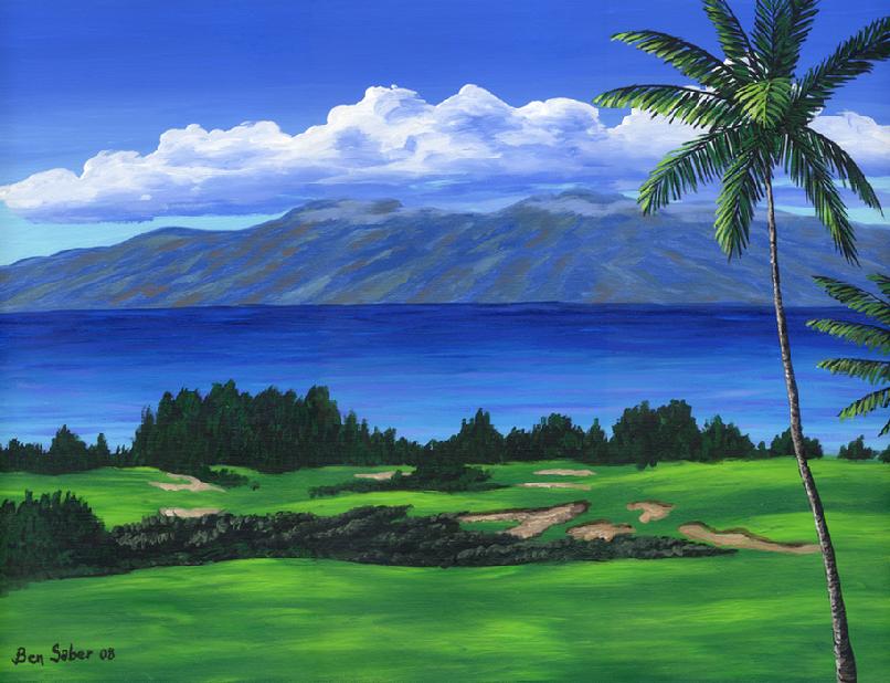 Painting Kapalua Plantation Golf Course, Maui Hawaii picture print canvas
